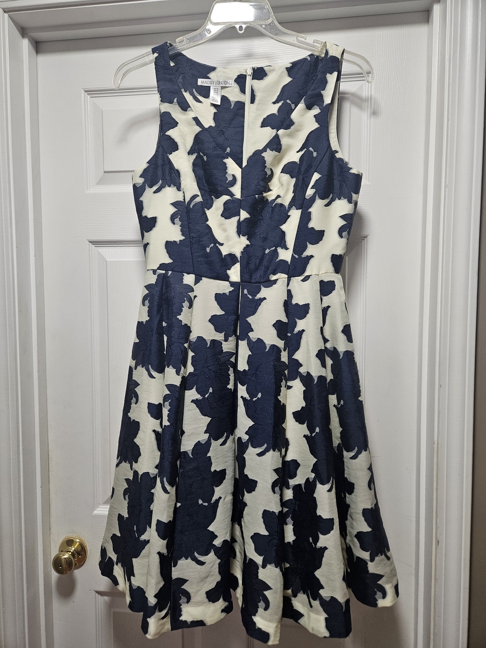 Maggy London Navy Floral-Print Fit & Flare Midi Dress - Picture 1 of 5